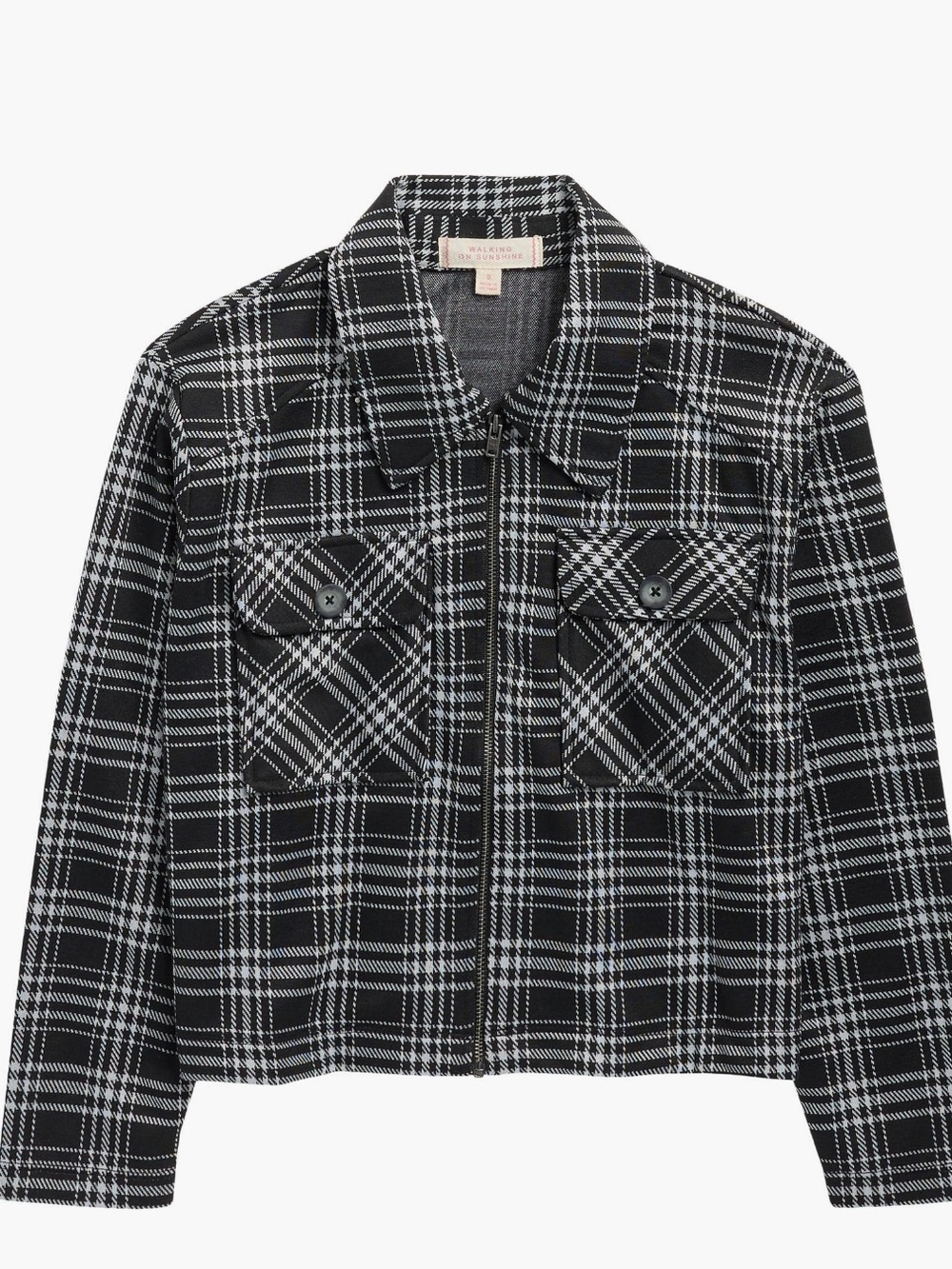 NWT Kids Black & White Plaid Zip-Front Jacket